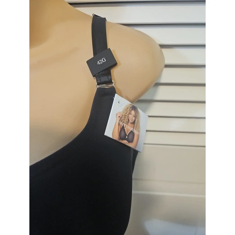 CURVY COUTURE BLACK TULIP SMOOTH CONVERTIBLE T-SHIRT BRA‎ SIZE US 42G
